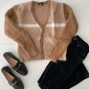 Maje Mohair Colorblock Cardigan